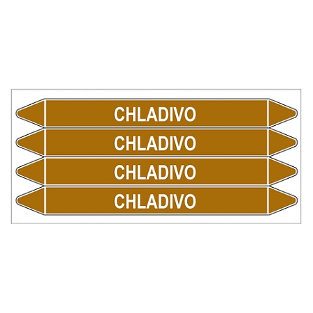 Značení potrubí, chladivo,4 ks, 250 × 26 mm